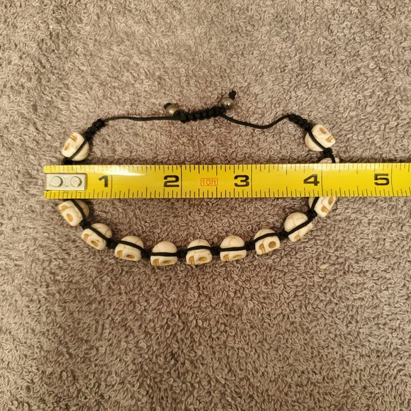 Halloween Skull Beaded Adjustable Bracelet - Picture 3 of 4